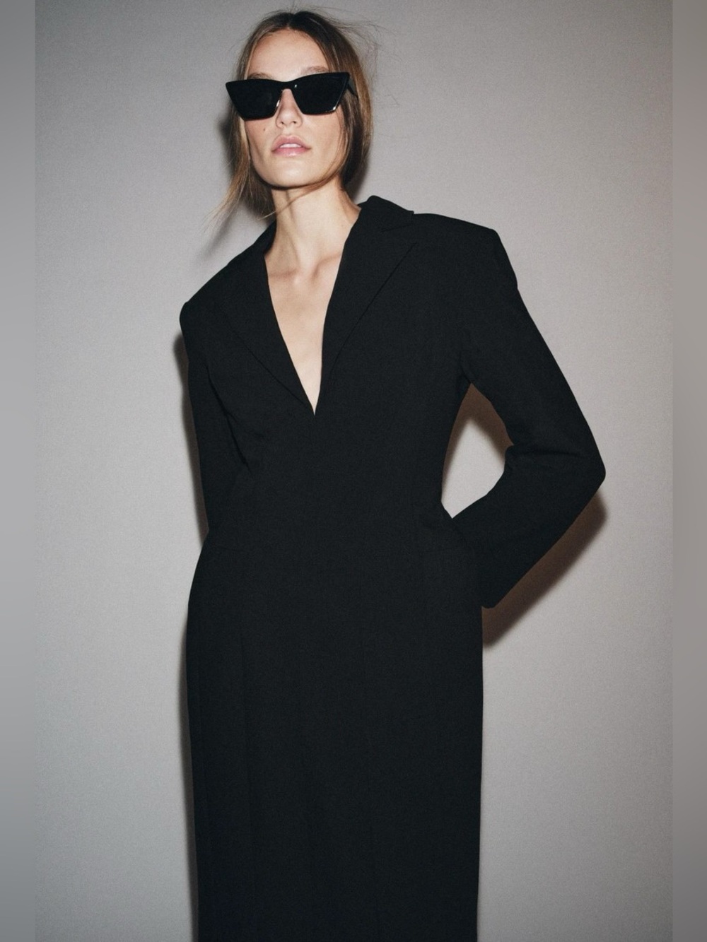 NWT. Zara ZW Collection Black Coat Dress. Size S. - Picture 5 of 14
